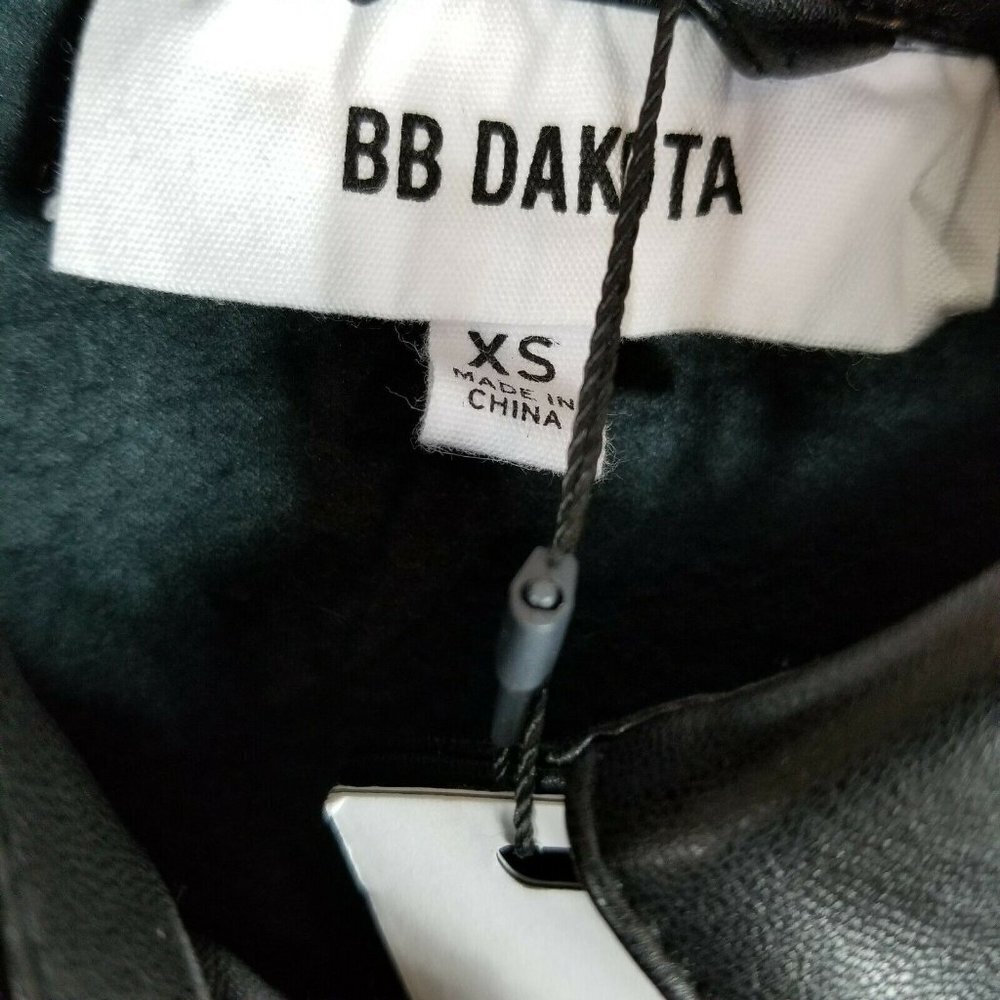 BB Dakota‎ Womens Black Long Sleeve Oversized  Faux Leather Shirt Jacket XS - Picture 6 of 6